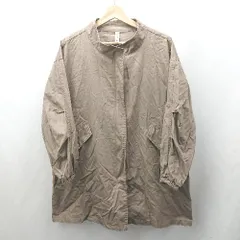 ◇ ⊇ JUNOAH ジュノア 無地 長袖 ジップロングジャケット サイズM ブラウン系 レディース E  【1506230030033】