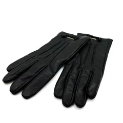 ?美品?  COACH コーチ グローブ 手袋 レザー 革 ロゴ ブラック 黒色 ニット ユニセックス 男女兼用 メンズ レディース