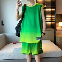 [L]メンズ ファッション 服 用 オシャレ シンプル 大人 かっこいい ストリート 夏コーデ パンツ ズボン 履物  ノースリーブ T シャツ ラデーション ベスト パンツ ユニスポーツ ウェア 