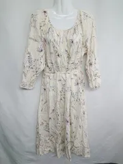 ◇ H&M エイチアンドエム 花柄 長袖 ロング丈 ワンピース サイズS オフホワイト ホワイト ピンク レディース E  【1407180014619】