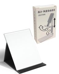 新品 WIDREAM【メイクアップアーティスト監修】角度自在調整＆他社より１サイズ大きい鏡面の折りたたみ折立鏡 鏡 卓上鏡 MLサイズ黒ｘ白スタンド 好きな角度が見つかる (本体黒ｘ白スタンドセット)