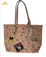 COACH × ディズニー リバーシブル トートバッグ ポーチ付き コーチ ミニーマウス コラボ レディース