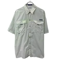 Columbia 半袖 無地シャツ XL ホワイト コロンビア ボタンダウン PFG マルチポケット カジュアルシャツ 古着卸 アメリカ仕入 a708-5411