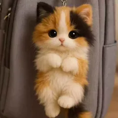 No.34 毛玉にジャンピングにゃんこ ＜三毛猫＞ キーホルダー ストラップ 奇跡のニャン玉シリーズなのだ キーホルダー 三毛猫 雄 猫好き