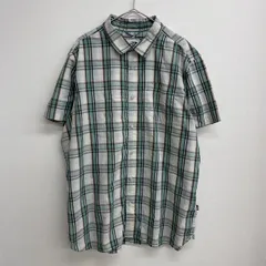 THE NORTH FACE 半袖シャツ オンブレ風 チェック柄 グリーン ビッグサイズ【メンズ2XL】