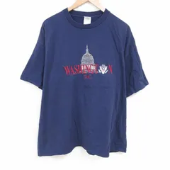 XL/古着 半袖 ビンテージ Tシャツ メンズ 00s ワシントンDC 刺繍　大きいサイズ コットン クルーネック 紺 ネイビー 25jun20 中古