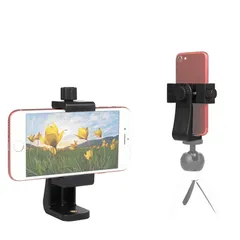 新品 サムコス スマホホルダー 三脚マウント スマホクリップ コールドシュー付 360°回転 角度調整 自撮り棒用 アダプターホルダー 1/4インチネジ スマートフォン三脚 iphone/Android/三脚/カメラ等対応