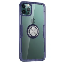 iPhone13 Pro ケース アイフォン13プロ  スマホリング 付き 耐衝撃 薄型 クリア ケース 【Color】 ブルー