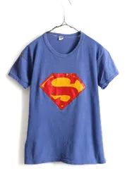 70s USA製 ■ スーパーマン ロゴ プリント 半袖 Tシャツ ( L 小さ