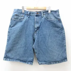 W36/古着 ラングラー ショート パンツ ショーツ メンズ コットン 紺 ネイビー デニム 25jun23 中古 ボトムス 短パン ショーパン ハーフ