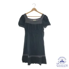 ☆美品☆ LEST ROSE レストローズ ミニワンピース 半袖 スクエアネック 腰切り替え フレア レディース ブラック 2 日本製 901-8863 送料無料 古着