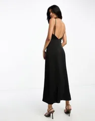 【送料無料】 ヴィラ レディース ワンピース トップス Vila satin cowl neck maxi dress in black Black