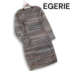 【新品 フランス製】 EGERIE エジェリ 通年 ラメ ニット 幾何学模様 総柄 デザイン ワンピース Sz.36 レディース 未使用
