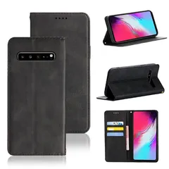 Galaxy S10 ケース 手帳型 対応 SC-03L/SCV41 ケース 手帳型 カバー PUレザー カード収納 財布型 耐衝撃 ケース マグネット スタンド機能付き 5色 (ギャラクシーS10 ケース 手帳型) (ブラック) 0