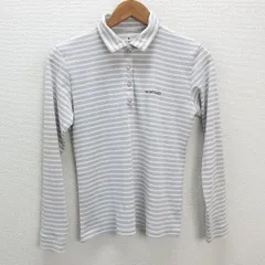k■モンベル/mont-bell 1114384 WIC.ロングスリーブ カラーシャツ/ボーダーポロ【M】灰色/LADIES■91【中古】