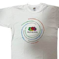 90s Fruits of the loom スパイラル パターン Tシャツ XLサイズ Lofteez ボディメーカー 企業Tシャツ アドバタイジング Vintage ヴィンテージ ビンテージ 企業ロゴ プリント