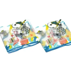 2枚セット ふんわりガーゼミニタオル スヌーピー うみ ブルー