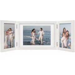 【特価商品】3面 写真立て おしゃれ 壁掛け 2L判 シンプル 白 折りたたみ式 はがき デザインフォトフレーム 結婚祝い 誕生日 フォトフレーム 記念日 プレゼント バレンタイン Afuly 装飾 プレゼント