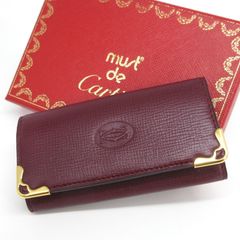 カルティエ Cartier マストライン 4連 キーケース ボルドー 三つ折り ゴールド金具 L3000155 管理10582