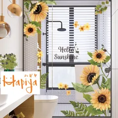 ★Hapiya ハピヤ★ ウォールステッカー ひまわり 花 簡単 シール はがせる おしゃれ 壁 大人かわいい 北欧 部屋 トイレ 子供部屋 階段 賃貸 北欧 模様替え 壁紙  インテリア  DIY  リフォームのサムネイル