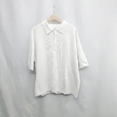◇ ⊂ MONO-MART モノマート ポロシャツ風 半袖 ニット サイズL オフホワイト メンズ E  【1502060003483】
