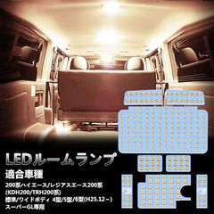 ハイエース LED ルームランプ トヨタ 200系ハイエース レジアスエース 200系 4型 5型 6型 7型 8型 スーパーGL用 電球色 3500K 室内灯 爆光 200系 ハイエース/レジアスエース (KDH200/TRH200系) 標準/ワイドボデ 1