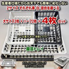 生産者仕様＊園芸トレイ大サイズ×2枚＋ハーフサイズ×2枚：黒・白・混合を選べる計4枚セット＊多肉植物・塊根植物コーデックス・アガベ・ハオルチア・パキポディウム・観葉・エアープランツ・草花・育苗・実生・園芸トレー・かごトレー＊プレステラ＠フラワーショップ江口
