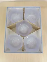 31-15　たち吉　創作ガラス　ガラス小鉢　花　桔梗　5点セット　ガラス器