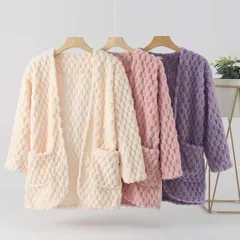 93 秋冬新作 レディス もこもこカーディガン 暖かい 着る毛布上着 部屋着 寝間着 プレゼント