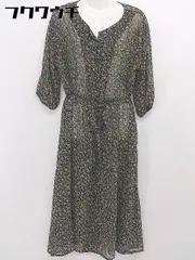 ◇ ◎ chocol raffine robe 花柄 ウエストゴム 長袖 ロング ワンピース サイズF ブラック マルチ レディース 【中古】 【1105200001273】