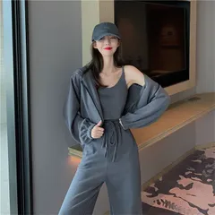 上下セット セットアップ スウェット スポーツウェア レディース 3点セット パーカー ジップアップ インナー スウェットパンツ おしゃれ 新作haohout40