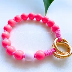 FLAMINGO☆スマホ ハンド ストラップ ウッドビーズ 木 製 ウォレット チェーン キー ホルダー バッグ チャーム リスト ブレスレット ベビー ブランケットク シューズ クリップ 犬 猫 携帯 手首 ブレスレット ギフト ハンドメイド KASUGAR