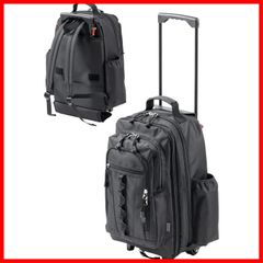 【特価セール】ブラック アウトドア 旅行 EEX-BGC02 ビジネス マチ拡張対応 軽量 33～48L 大容量 キャスター付き 3WAY バッグ リュック ソフトキャリー [イーサプライ]
