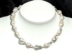 天然 オイスターパール バロックパール ネックレス 58cm SILVER刻印