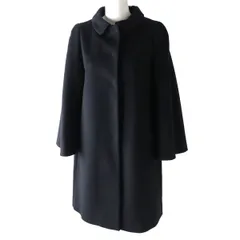 美品◎正規品 ルーマニア製 PRADA プラダ レディース ヴァージンウール 比翼 ロングコート ブラック 黒 サイズ36のサムネイル