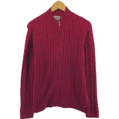 古着 エルエルビーン L.L.Bean ケーブル編み コットンニットフルジップセーター レディースXL相当/eaa511382