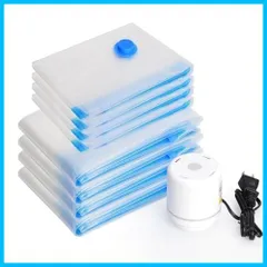 【数量限定】あっしゅく袋 圧縮袋 衣類圧縮袋 8枚入 真空パック 収納袋 小物収納 電動ポンプ付属 省スペース 防塵防湿 防虫防カビ 家庭用 引越し 出張 旅行用 80*100cm(4枚)+50*70cm(4枚)(8枚セット（電動ポンプ付属）)