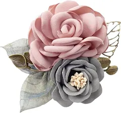 A'sTool コサージュ 入学式 卒業式 卒園式 フォーマル スーツ ブローチ 結婚式 上品 ピン クリップ 2way( くすみピンク＆ニュアンスブルー)