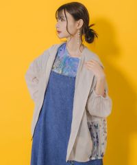 ScoLar（スカラー）蝶柄メッシュ切替コクーンパーカー　グレー、ネイビー、グリーン　152649