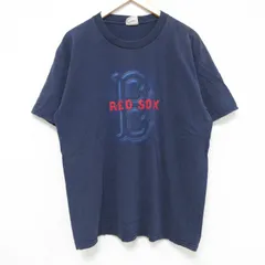 L/古着 リー Lee 半袖 ビンテージ Tシャツ メンズ 00s MLB ボストンレッドソックス コットン クルーネック 紺 ネイビー メジャーリーグ ベ