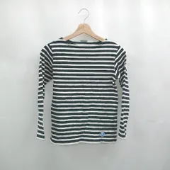 ◇ ⊂ ORCIVAL オーシバル ボーダー柄 綿100% 長袖 Tシャツ サイズ0 ブラック ホワイト メンズ E  【1506300029790】