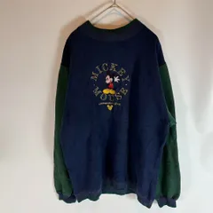 90s ヴィンテージ スウェット ミッキーマウス バイカラー エルボーパッチ