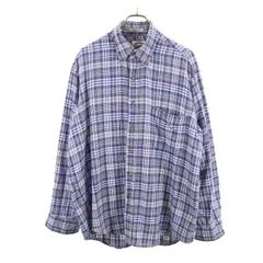 チェック柄 長袖 ボタンダウンシャツ L ブルー系 BAYAREA TRADERS メンズ 古着 【231121】 メール便可