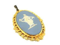 WEDGWOOD ウェッジウッド ジャスパー カメオ ネックレストップ ペンダントトップ アクセサリー ライトブルー系×ゴールド系 DG2712