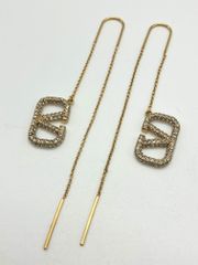 【ITQMFZGIUAXS】VALENTINO ヴァレンティノ Vロゴ シグネチャー ラインストーン ゴールド ピアス 5.5g