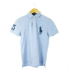 ポロ ラルフローレン POLO RALPH LAUREN ポロシャツ 半袖 鹿の子 ビッグポニー ロゴ刺繍 No.3 XS 青 ブルー /CK4