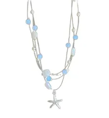 シェル＆ヒトデチャーム付き多重ネックレス