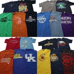古着卸 まとめ売り カラーmix 半袖Tシャツ 20枚セット (メンズ M ) 大判プリント チームロゴ ワンポイント 英文字 中古 古着 NC3865