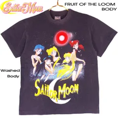 129 美少女戦士 セーラームーン アニメ Tシャツ 美品 USA ブラック Lサイズ 半袖 逆輸入 メンズ  月野うさぎ マーキュリー マーズ ジュピター ヴィーナス ちびうさ タキシード仮面 ルナ アルテミス FRUIT OF THE LOOM 希少 レア