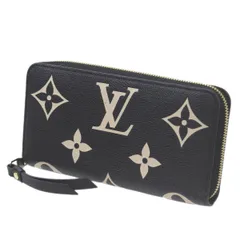 LOUIS VUITTON/ルイヴィトン ジッピーウォレット ラウンドファスナー モノグラム・アンプラント ブラック×ベージュ M80481 NFCタグ IS Bランク